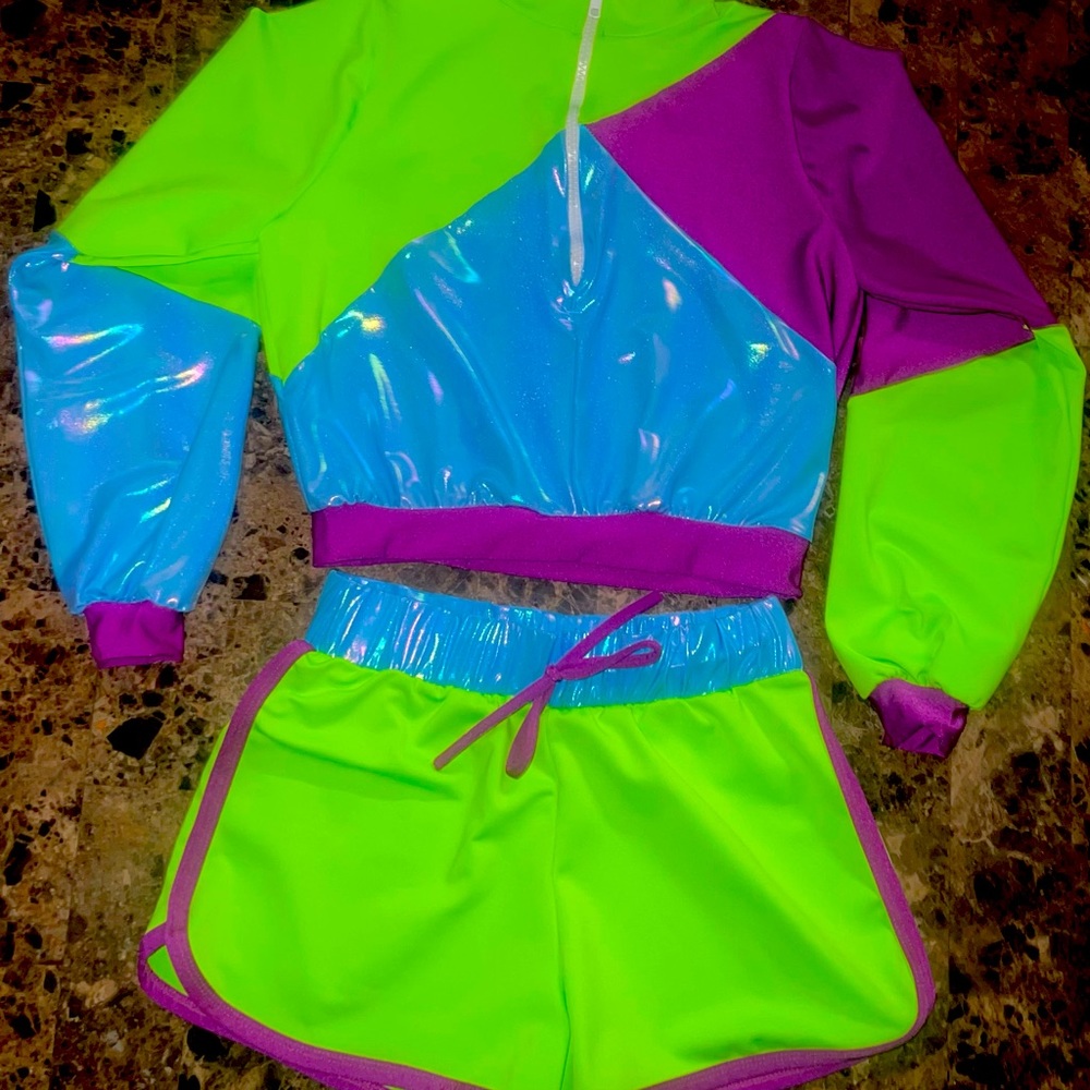NWOT Neon custom dance suit